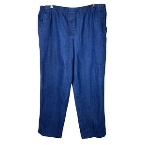 Allison Daley Womens Blue Elastic Waist Straight Leg Denim Pants Size 16S
